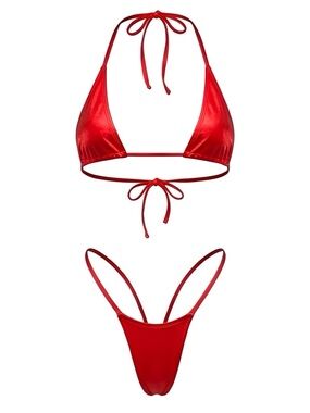 Basic Red G String Thong Bikini Set - Microkini - EXOTIC DANCEWEAR